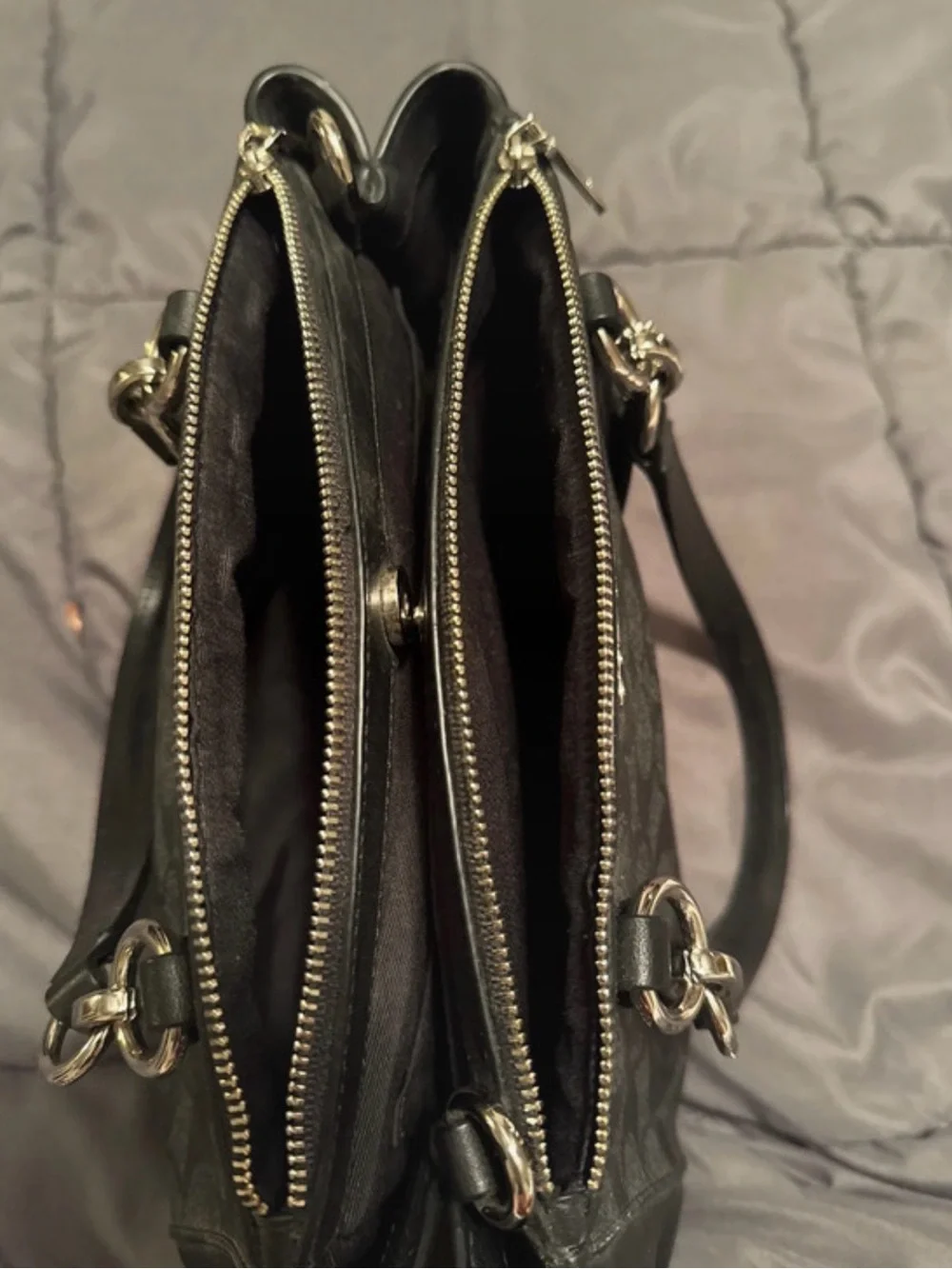 Coach Black Signature Satchel with Silver Hardware